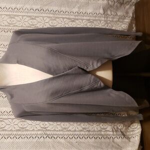 Helmut Lang gray wool blend waterfall front cardigan
